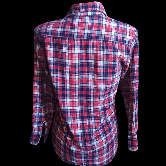 Vintage Women's Flannel Shirt Medium 1970's Plaid Spiegel All Cotton Country Top - Picture 9 of 10